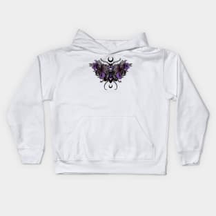 Goth Moth Flowers Skull Hibiscus Floral Kids Hoodie